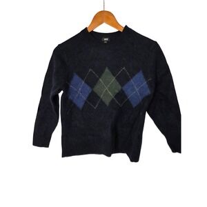 Uniqlo Kids Argyle Wool Blend‎ Sweater Navy Blue Green Blue Size XL